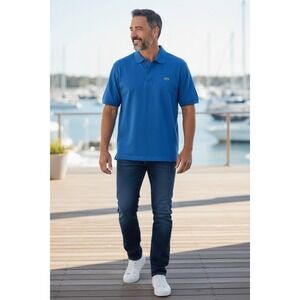 Izod Advantage Performance Stretch Polo Shirt Men XL Cobalt Blue Short Sleeve